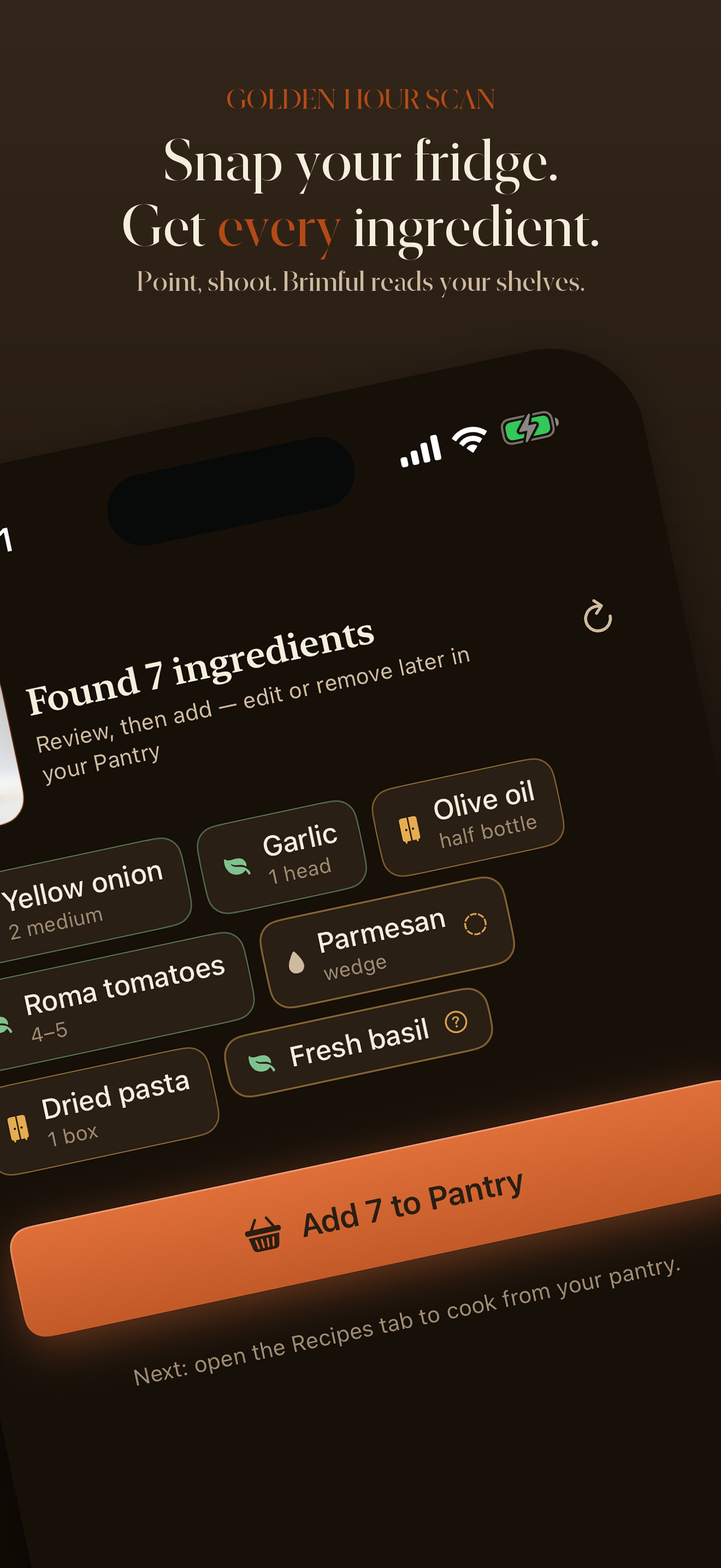 Scanning a fridge with the camera to detect ingredients