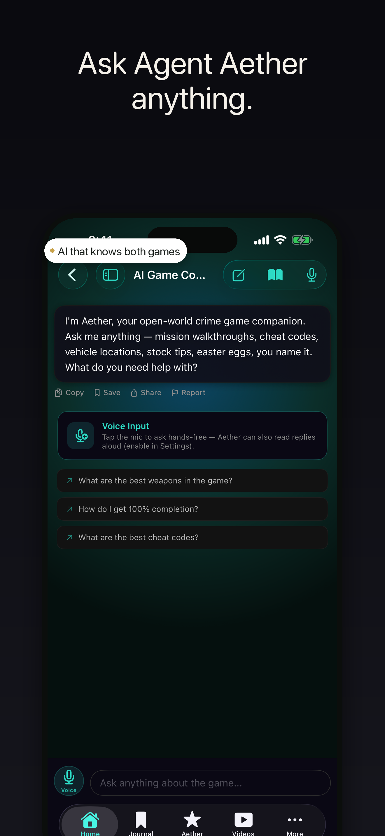 Heist HQ — AI chat with Aether about the games