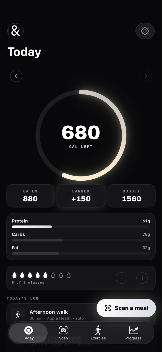 I Want To & I Will — Today ring showing calories left