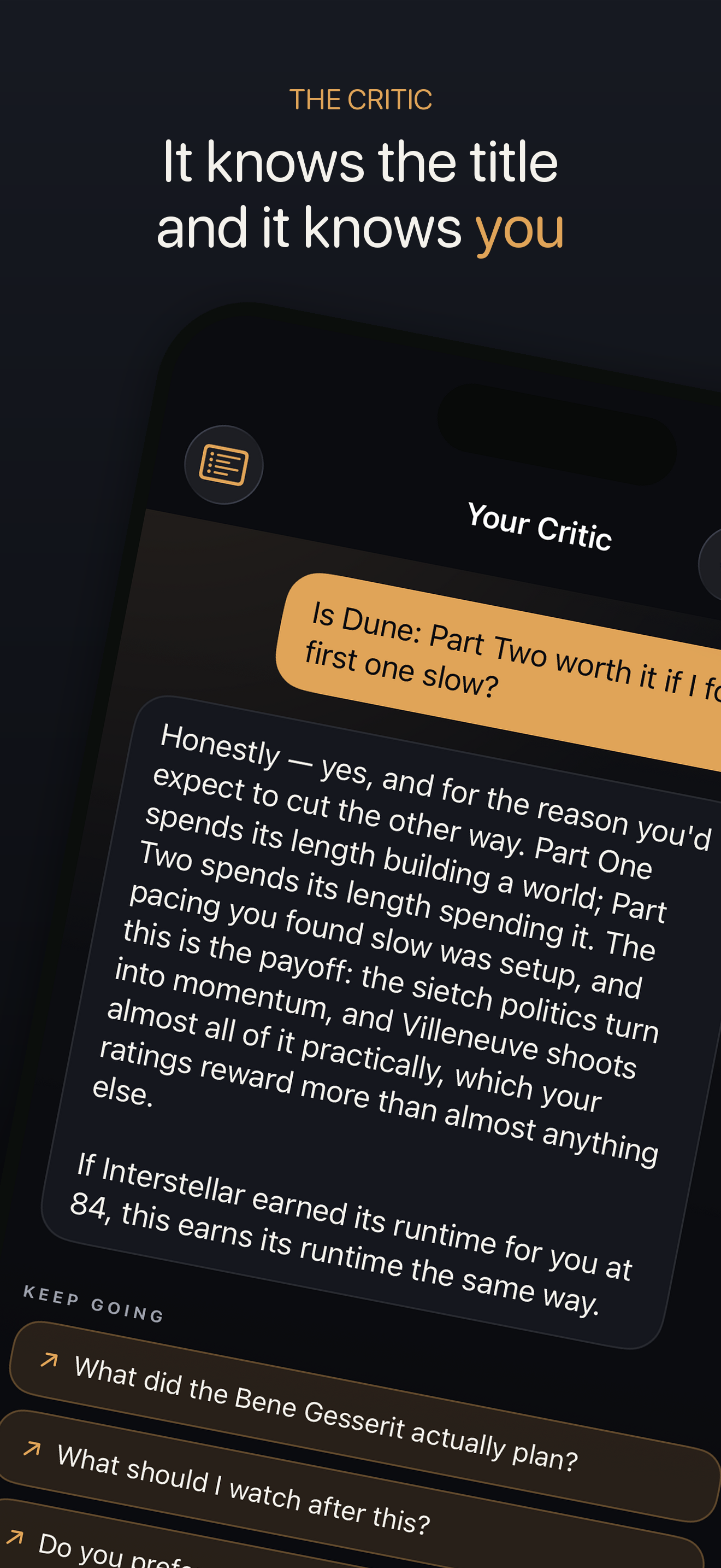 ReelCritic — a Critic that knows the title and knows you